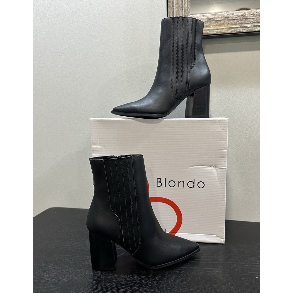 Blondo Women's Ankle Boot Black Leather Sz 6 Waterproof Zip Up NEW